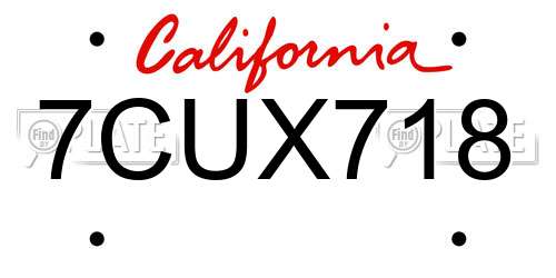 7CUX718 California License Plate