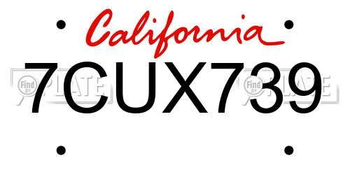 7CUX739 California License Plate