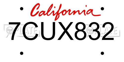 7CUX832 California License Plate