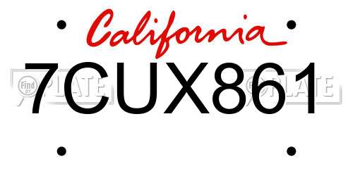 7CUX861 California License Plate