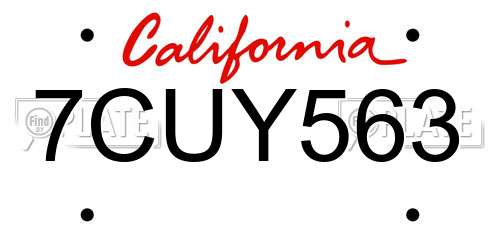 7CUY563 California License Plate