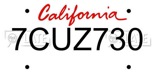 7CUZ730 California License Plate