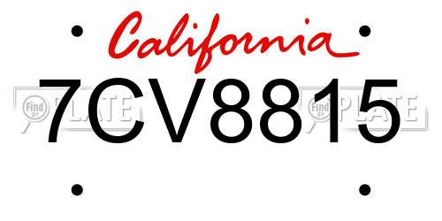 7CV8815 California License Plate