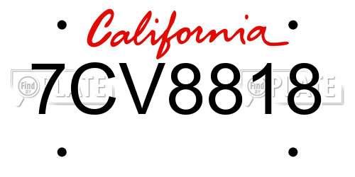 7CV8818 California License Plate