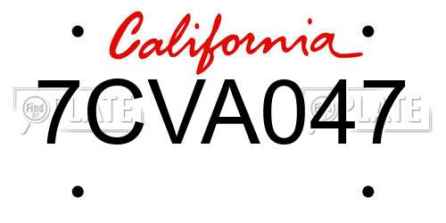 7CVA047 California License Plate
