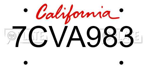 7CVA983 California License Plate