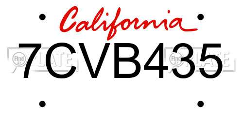 7CVB435 California License Plate