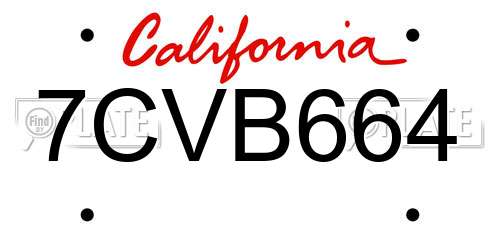 7CVB664 California License Plate