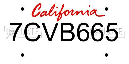 7CVB665 California License Plate
