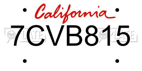 7CVB815 California License Plate