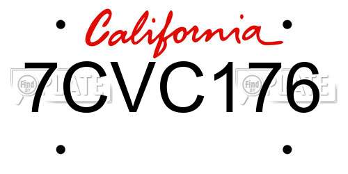 7CVC176 California License Plate