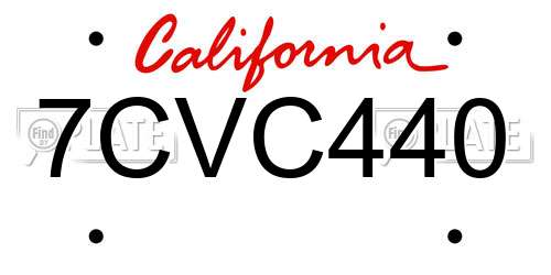 7CVC440 California License Plate
