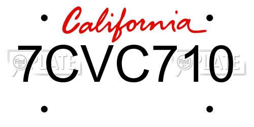 7CVC710 California License Plate
