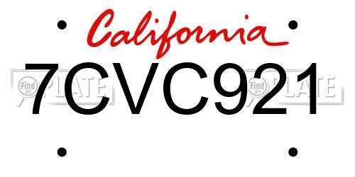 7CVC921 California License Plate