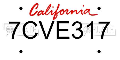 7CVE317 California License Plate