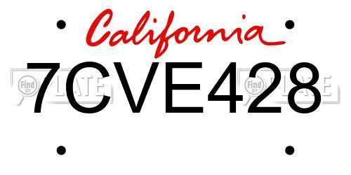 7CVE428 California License Plate