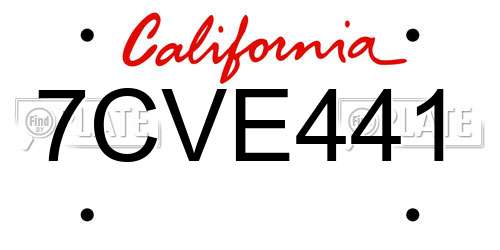 7CVE441 California License Plate