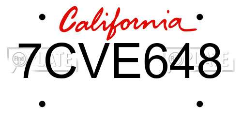 7CVE648 California License Plate