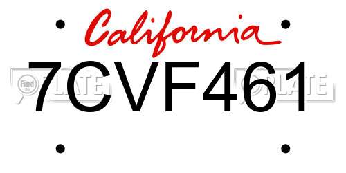 7CVF461 California License Plate