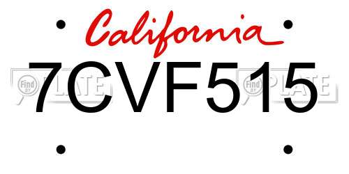 7CVF515 California License Plate