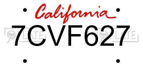 7CVF627 California License Plate