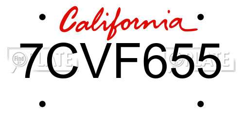 7CVF655 California License Plate