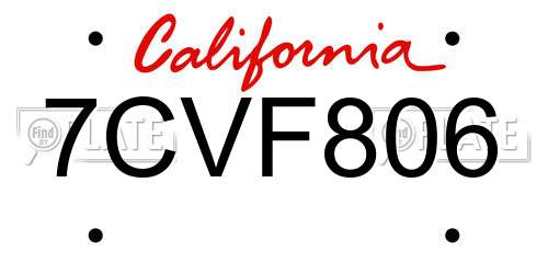 7CVF806 California License Plate