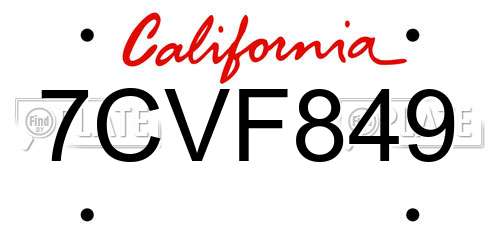 7CVF849 California License Plate