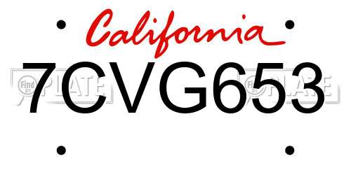 7CVG653 California License Plate