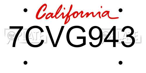 7CVG943 California License Plate