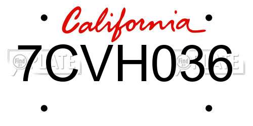 7CVH036 California License Plate