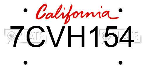 7CVH154 California License Plate