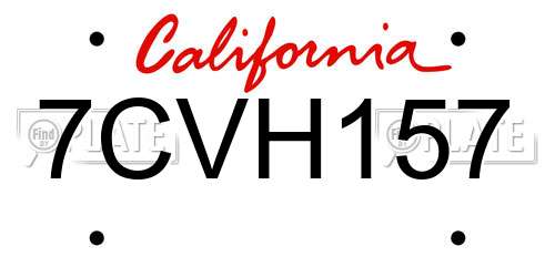 7CVH157 California License Plate