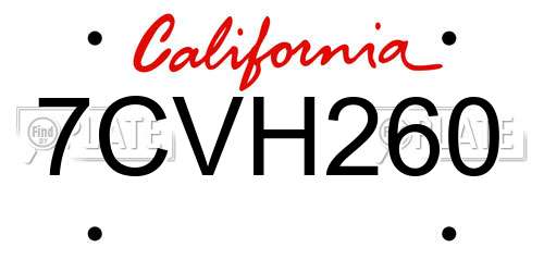 7CVH260 California License Plate