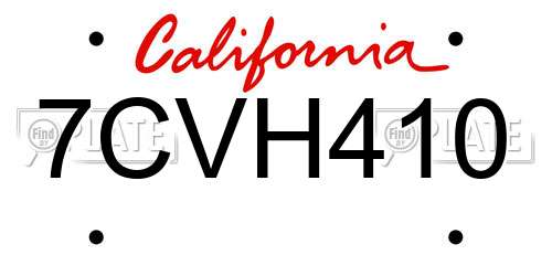 7CVH410 California License Plate