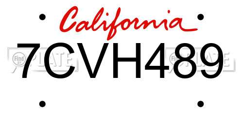 7CVH489 California License Plate