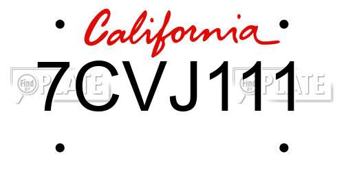 7CVJ111 California License Plate