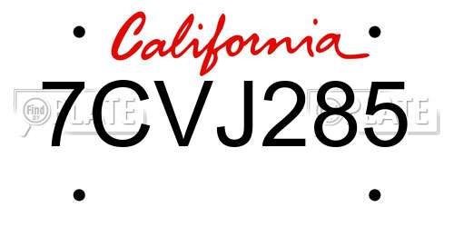 7CVJ285 California License Plate