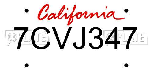 7CVJ347 California License Plate