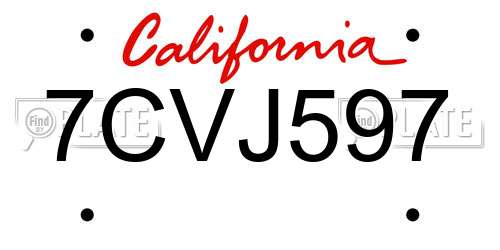 7CVJ597 California License Plate