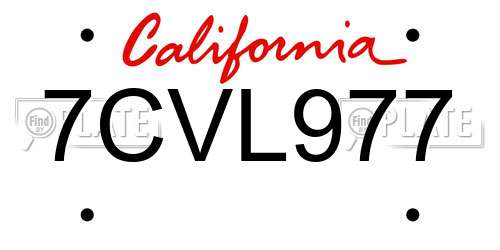 7CVL977 California License Plate