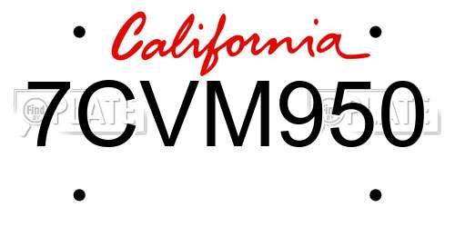 7CVM950 California License Plate