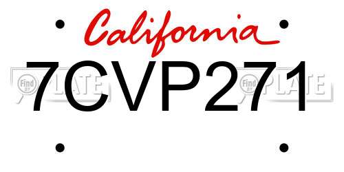 7CVP271 California License Plate