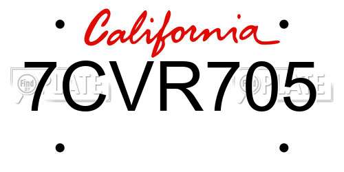 7CVR705 California License Plate