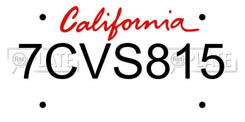 7CVS815 California License Plate