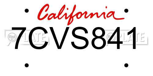 7CVS841 California License Plate