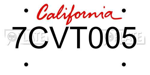 7CVT005 California License Plate