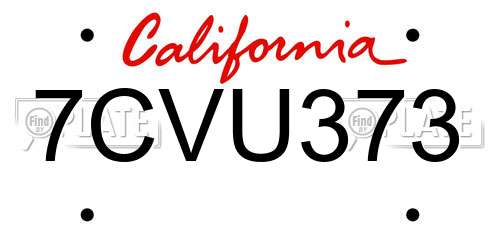 7CVU373 California License Plate