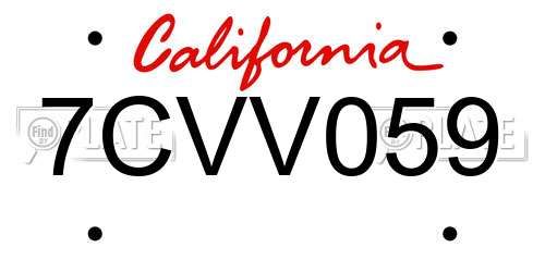 7CVV059 California License Plate