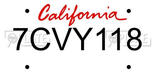7CVY118 California License Plate